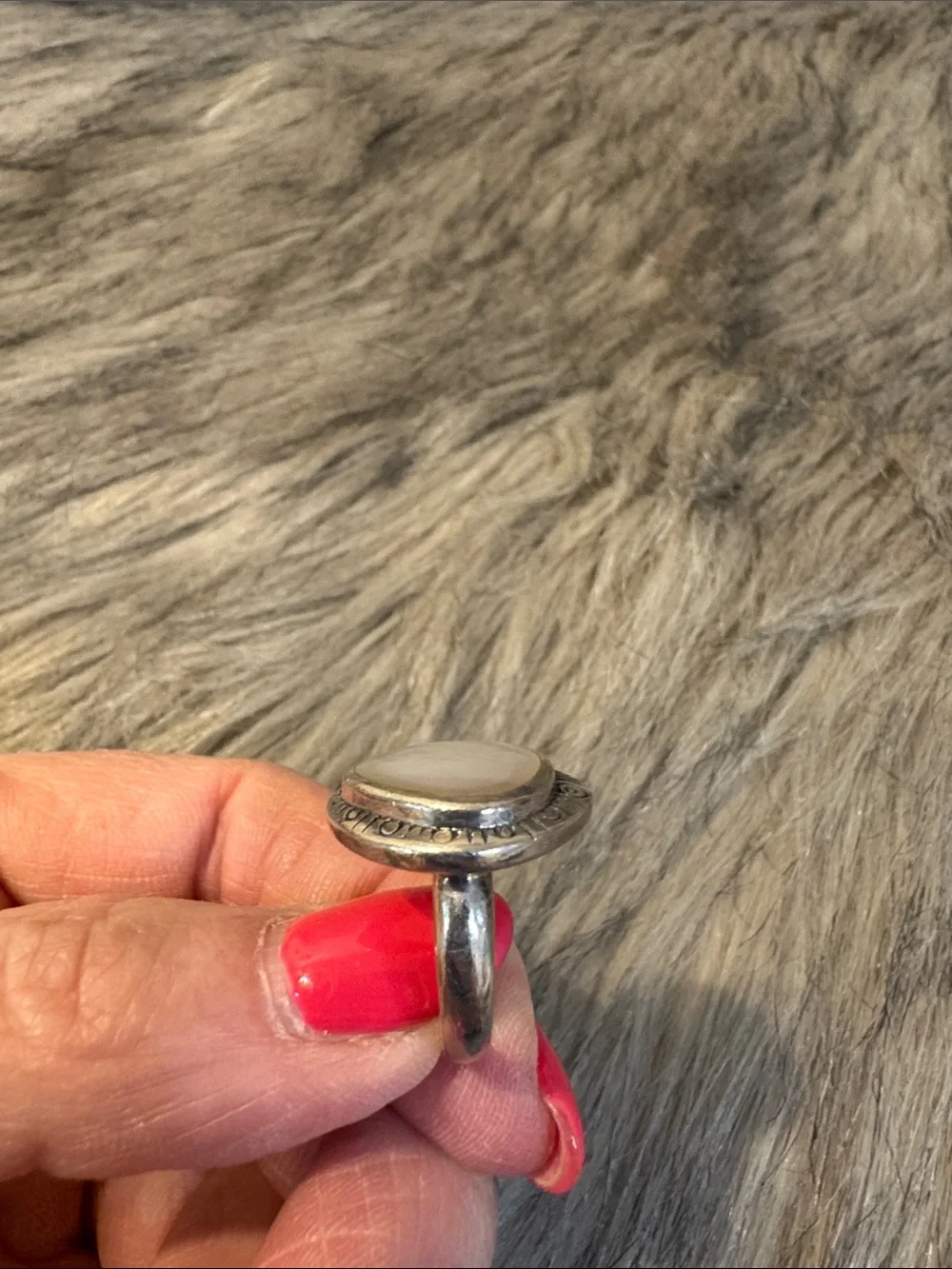 Silver Ring with Mother of Pearl Cabochon